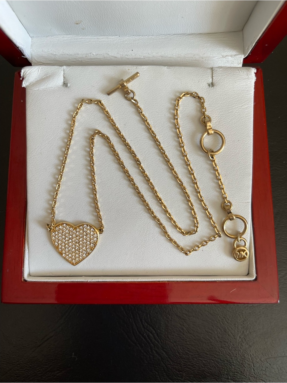Michael Kors Gold Pave Heart Pendant Necklace - Picture 2 of 7
